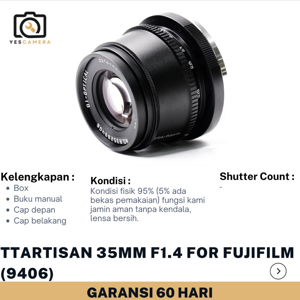 TTartisans 35mm f1.4 For Fujifilm (Bekas) - Lensa Manual Focus - Fullset Box (9406)