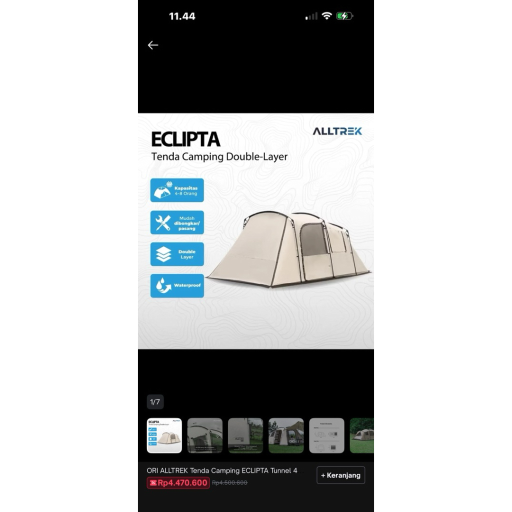 preloved tenda alltrek eclipta pro
