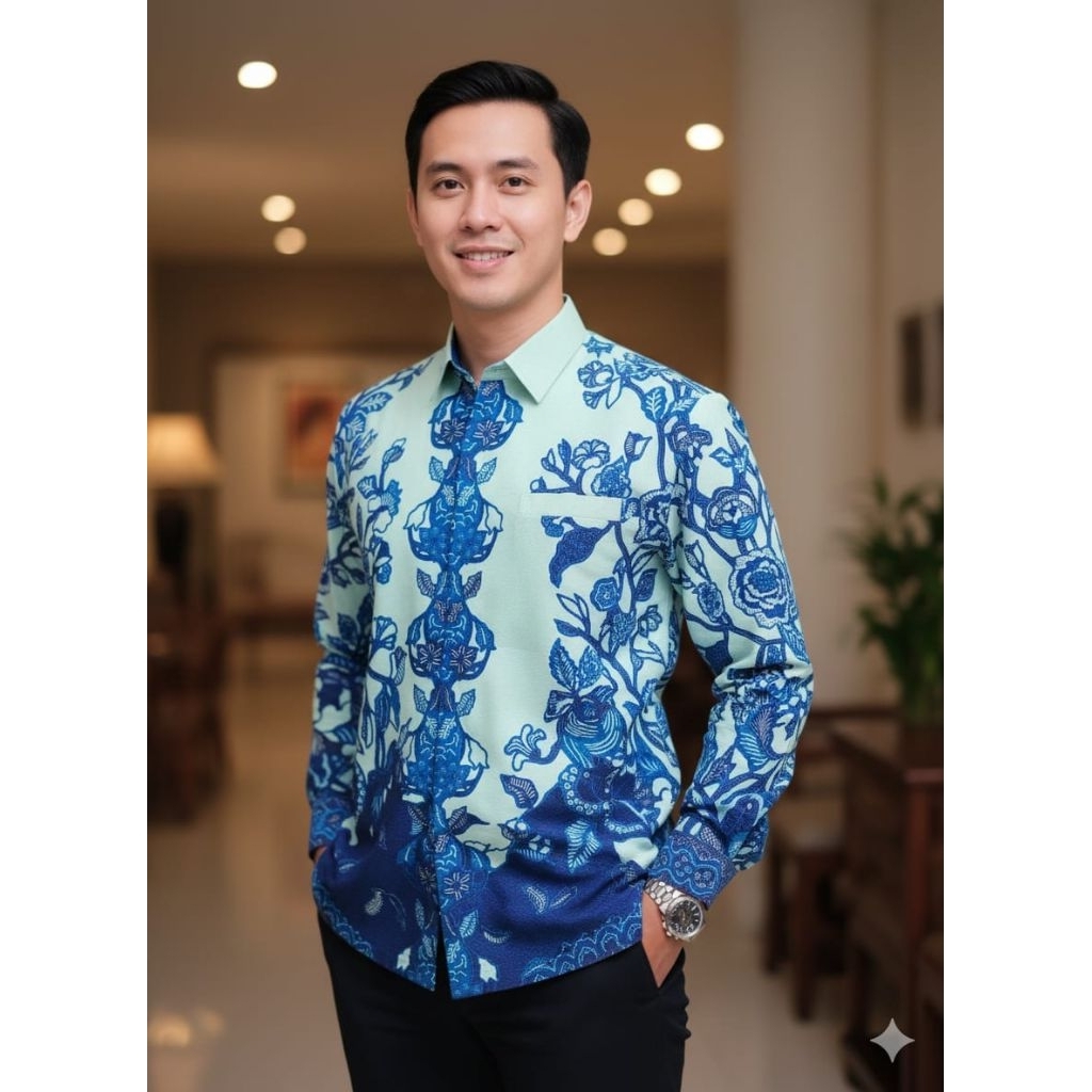 kemeja batik pria bahan doby lengan panjang