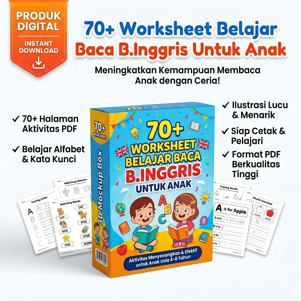 70+ Worksheet Belajar Baca B.Inggris Untuk Anak