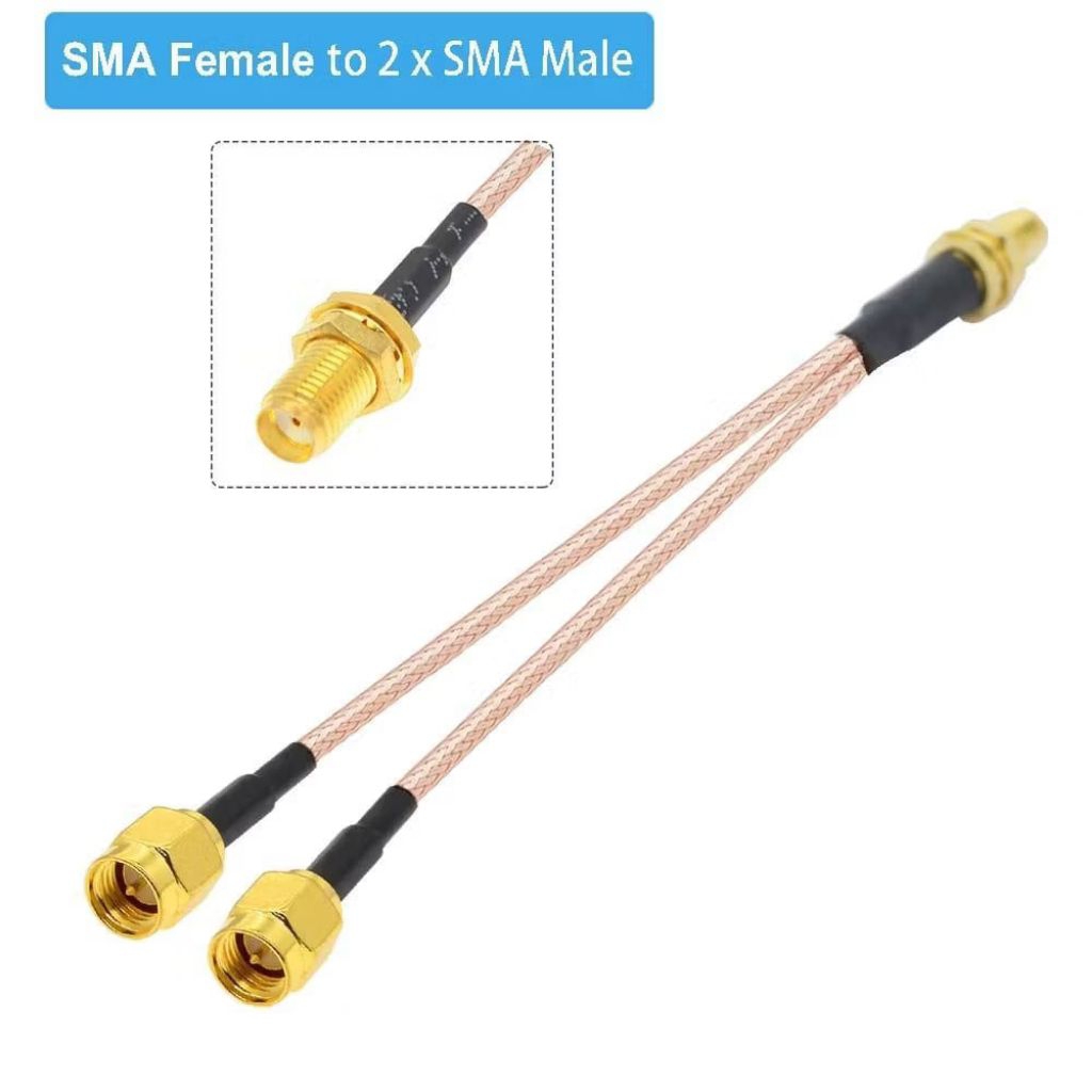 Pigtail Dual/2x Sma Male Dari Sma Female Konektor Kabel Antena Outdoor Ke Sma Female Antena Eksterna