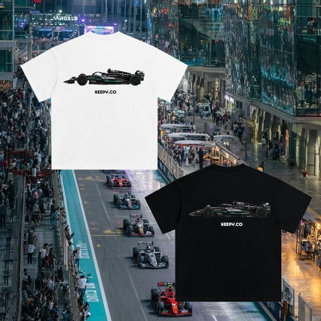 Kaos Anak Unisex - F1 Mercedes Black & White