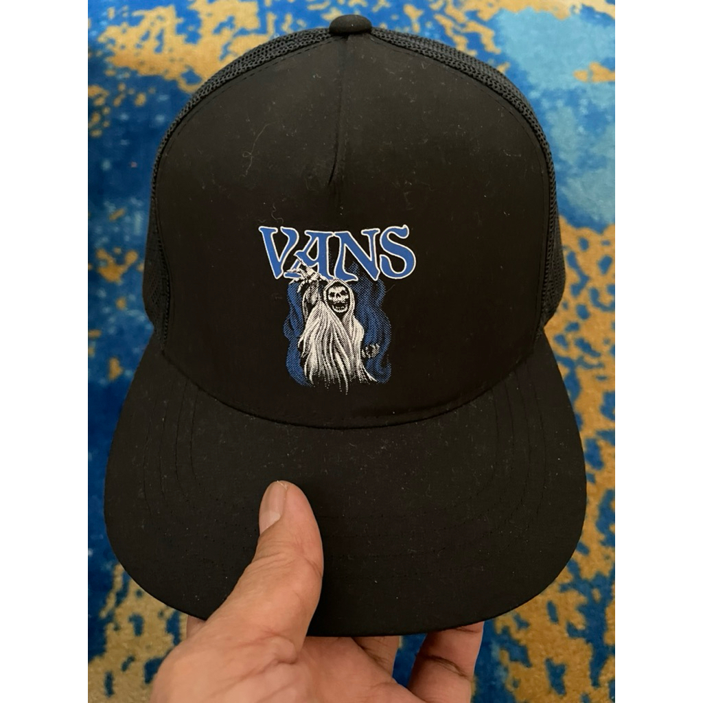 Topi Original Preloved Vans OTW New Reaper Trucker Snapback Hat, Black.