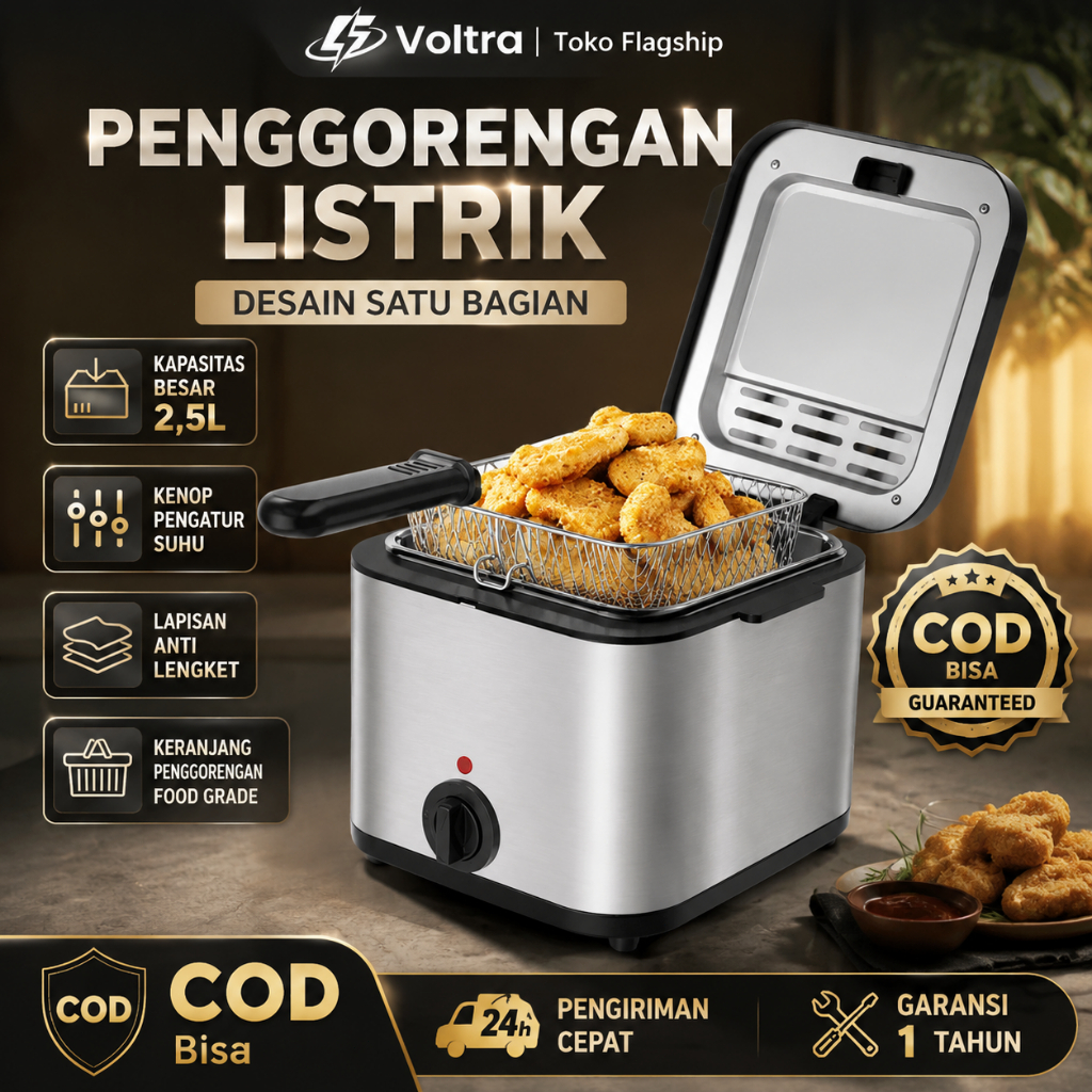 Penggorengan Listrik 2.5L / Alat Goreng Dalam Multifungsi / Mesin Ayam Goreng / Mesin Penggorengan L