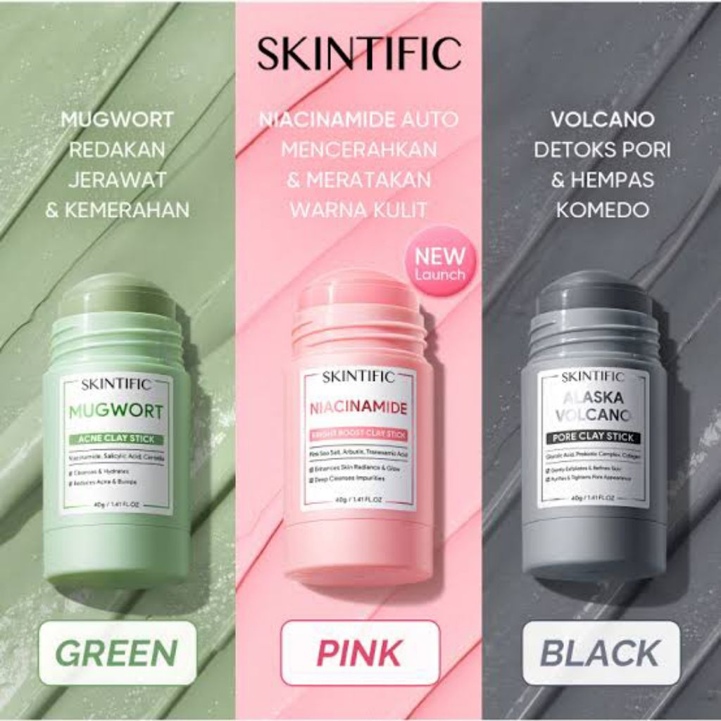 (Preloved) SKINTIFIC Clay Mask Stick Niacinamide Bright Boost Clay Stick Acne Pore Komedo Removal wi