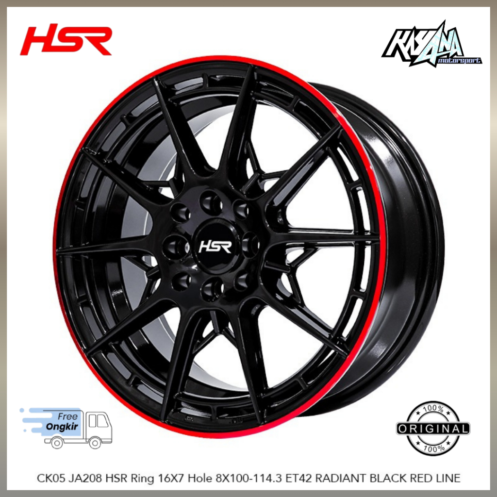 Velg Mobil Buat Jazz Mazda2 Confero Velg Ring 16 Type HSR CK05 R16 Pcd 4x100-4x114.3 List Merah