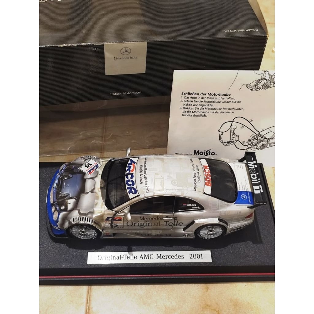 Diecast 1:18 Mercedes Benz CLK DTM AMG 2001 Original Teile Dealer Edition Maisto Lengkap Box