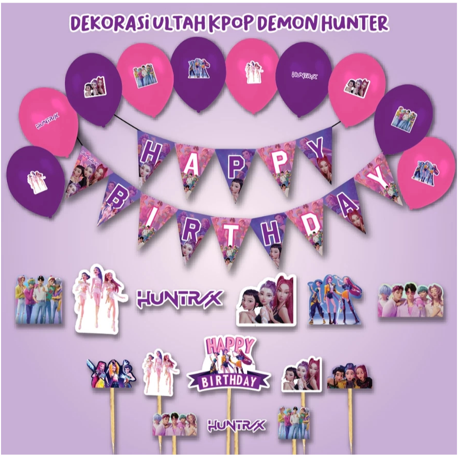 PLASTIK SNACK GOODIE BAG KPOP DEMON HUNTER PAKET DEKORASI ULANG TAHUN BANNER ULTAH HUNTRIX SAJA BOYS