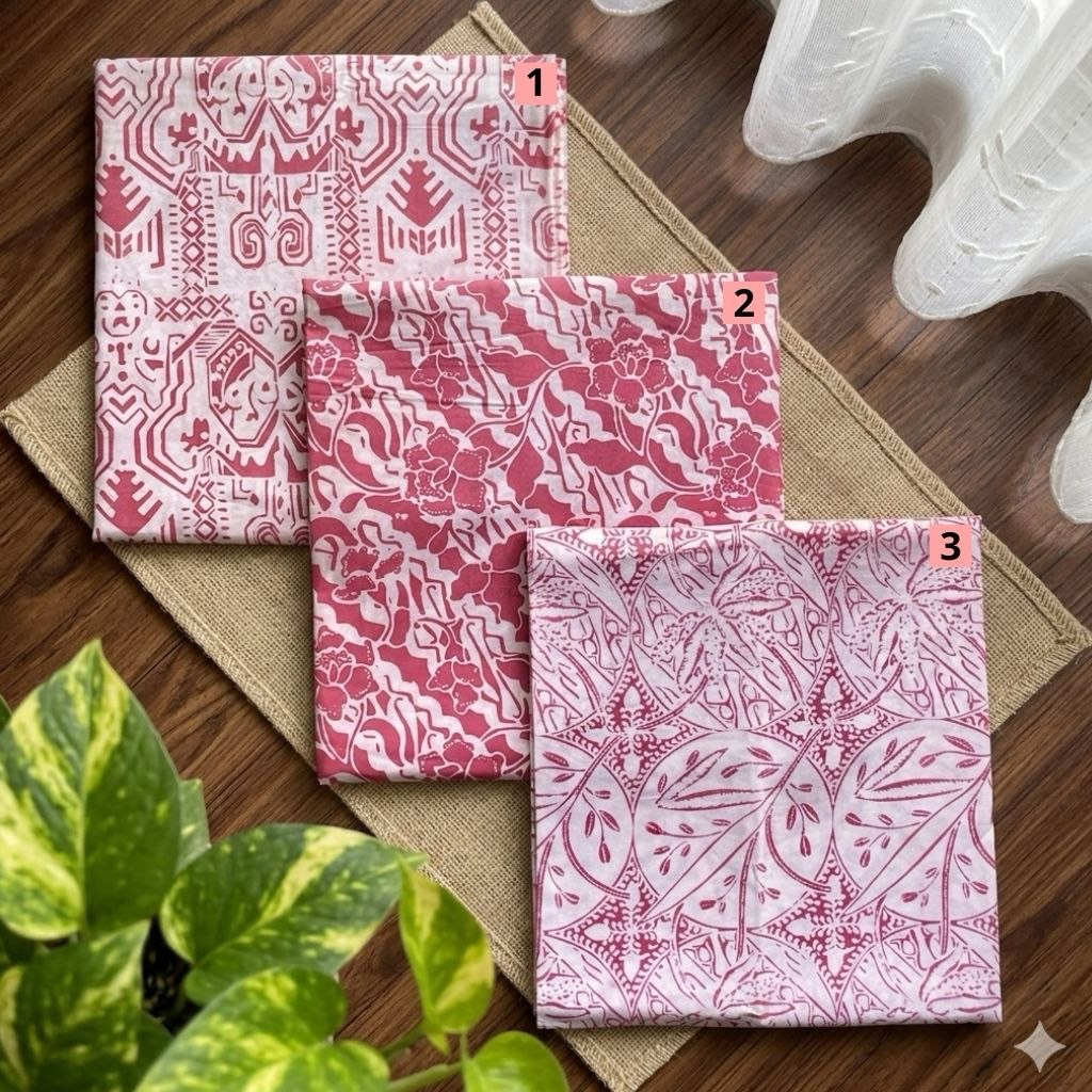 AKSARA - Kain batik cap warna salem