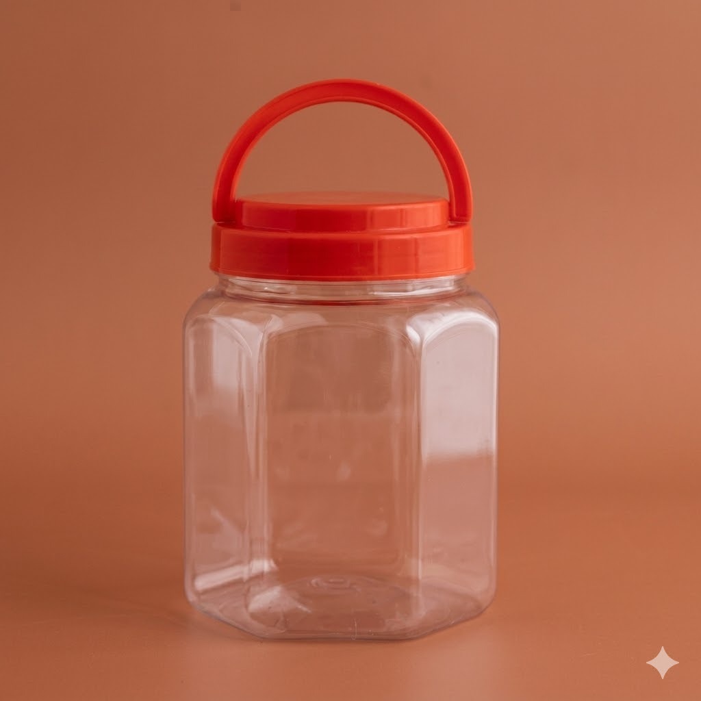 Toples Plastik Hexagonal 500ml / Toples Bawang Goreng 500ml / Toples Makanan KUE 500 ml