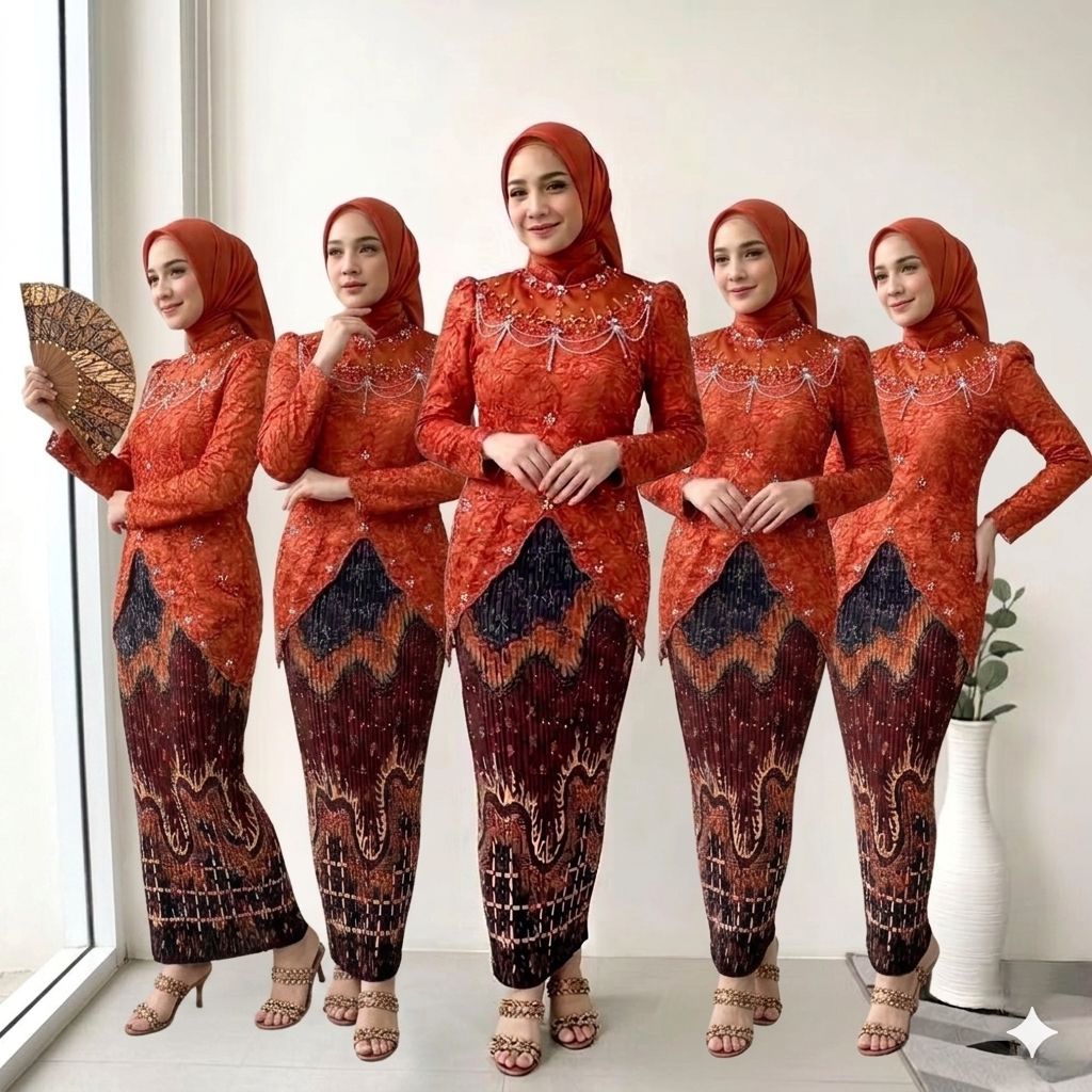 Setelan Kebaya Brokat / Set Kebaya Slavina / Kebaya+Rok Batik Plisket