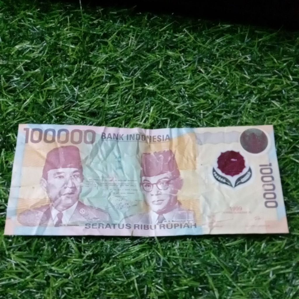 uang kuno indonesia 100000 polimer 1999 soekarno hatta murah asli bekar edar repair apa adanya