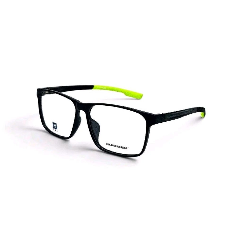 Frame Kacamata Sporty Hummer H802 Hitam Hijau Stabilo Kotak Original Bahan Plastik Size 60