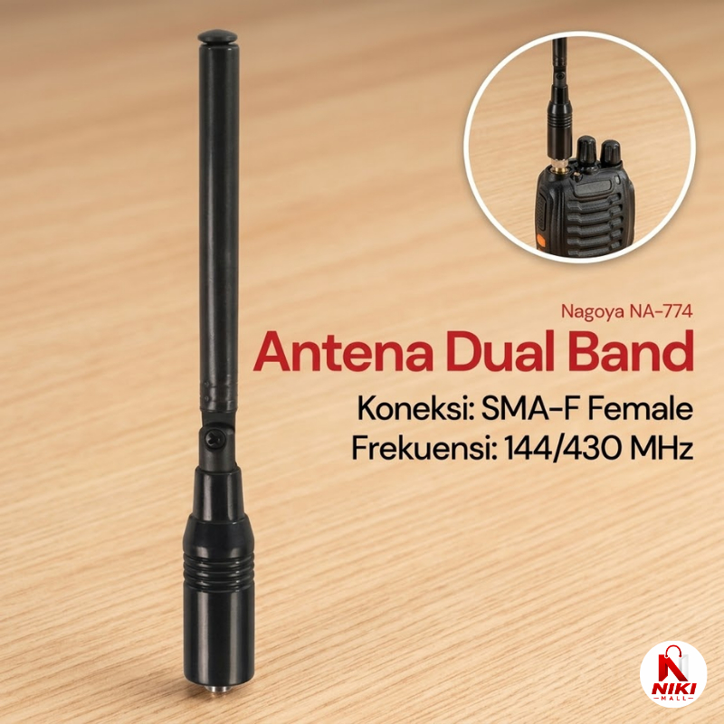 Antena Walkie Talkie Dual Band VHF UHF SMA Female Penguat Sinyal HT Jarak Jauh Lentur Kuat 144 430Mh
