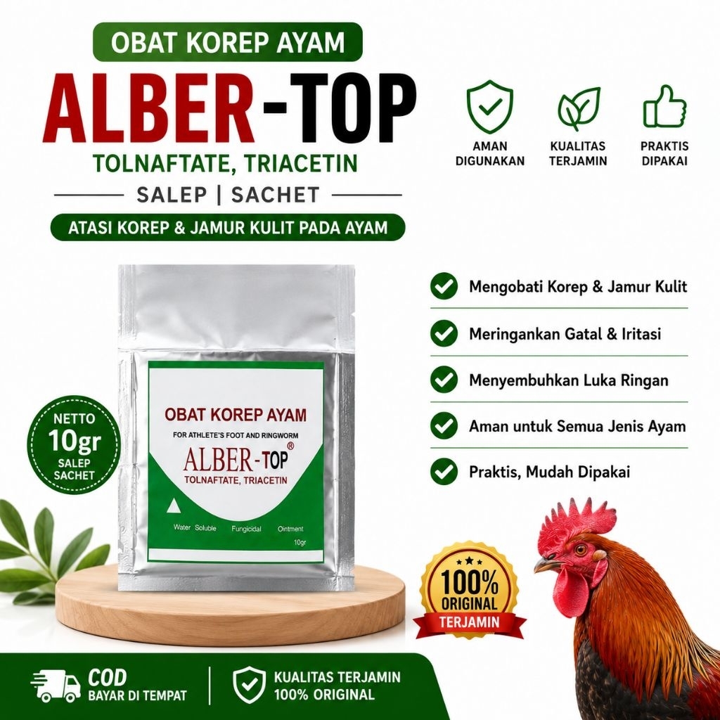Obat Korep Ayam ALBERTOP Sachet | Obat Kurap Ayam Bangkok | Obat Jamur Kulit Ayam Aduan | Obat Korep