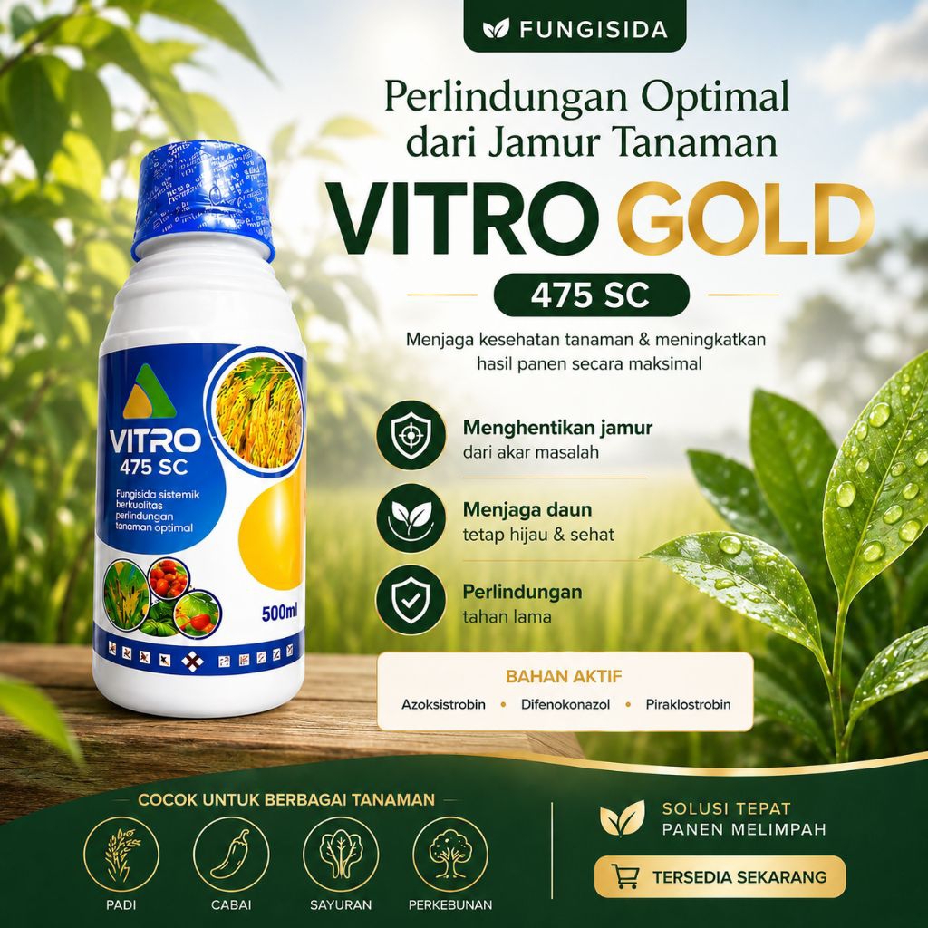 Vitro Gold 475 SC 500ml Fungisida Untuk Padi Cabai Bawang Tomat