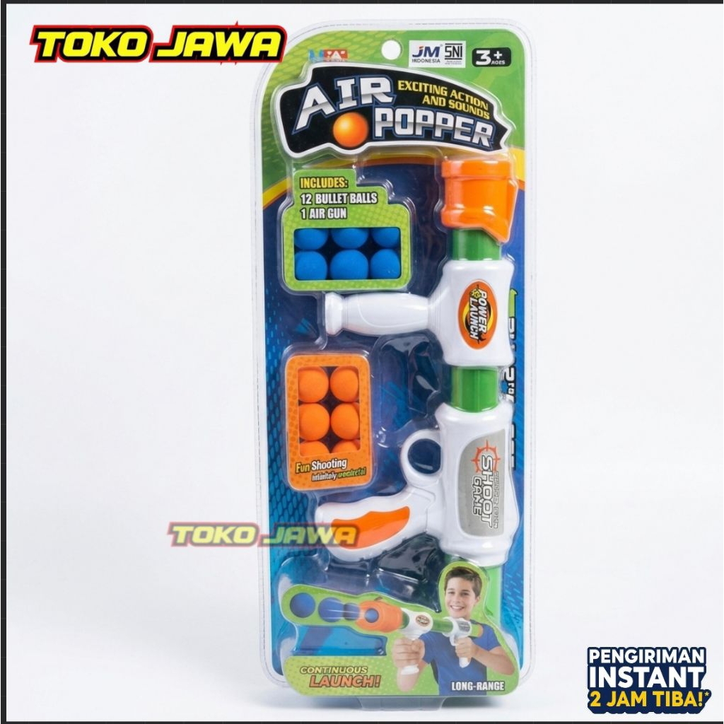 Mainan Tembakan Anak Air Popper Soft Ball Gun 12 Peluru Bola Busa Pompa Pump Action Tembak Mainan Ed