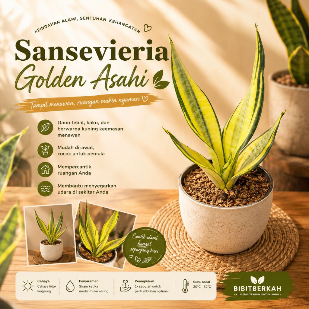 Sansevieria Golden Asahi / Futura Hendrika - Tanaman Hias Sansivera Lidah Mertua