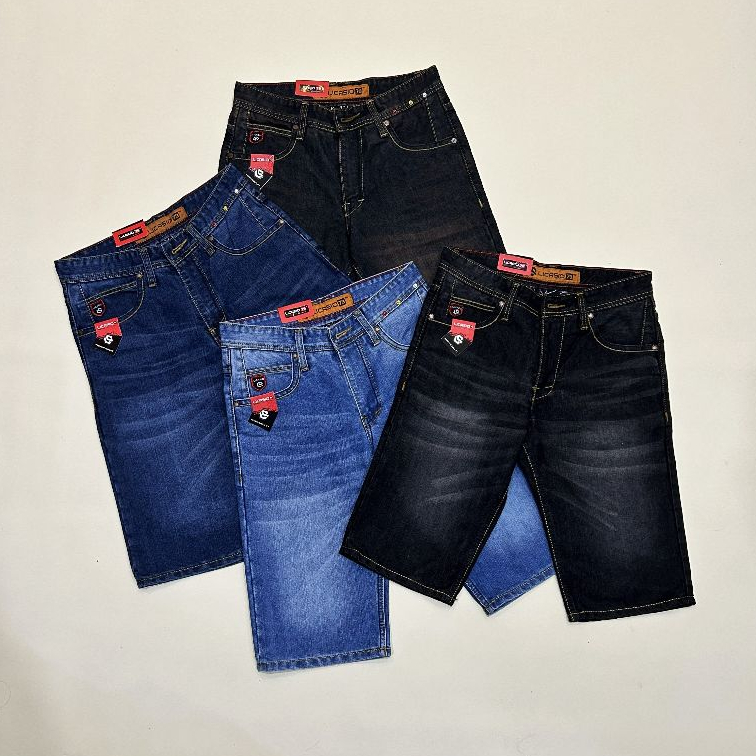 LICASIO - Celana Jeans Pendek Pria Standar Reguler
