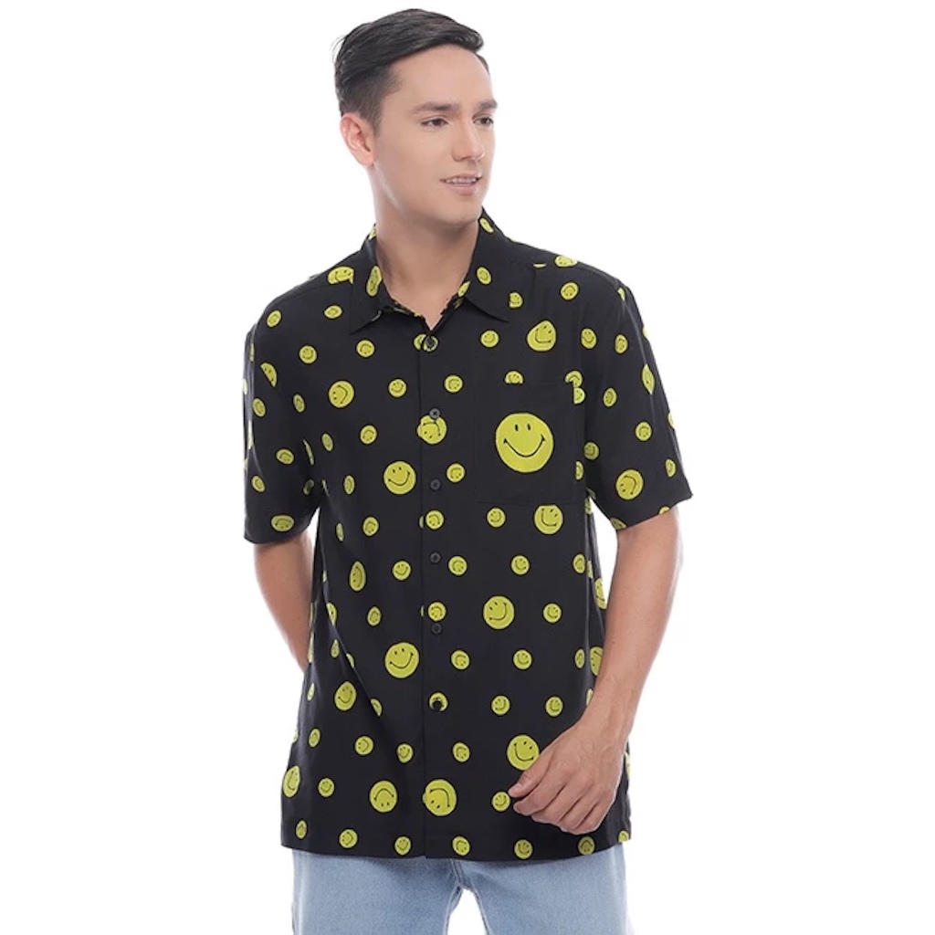 PSPGN.CO | original branded obermain x smiley bubble OPD22071BK kemeja pria rayon