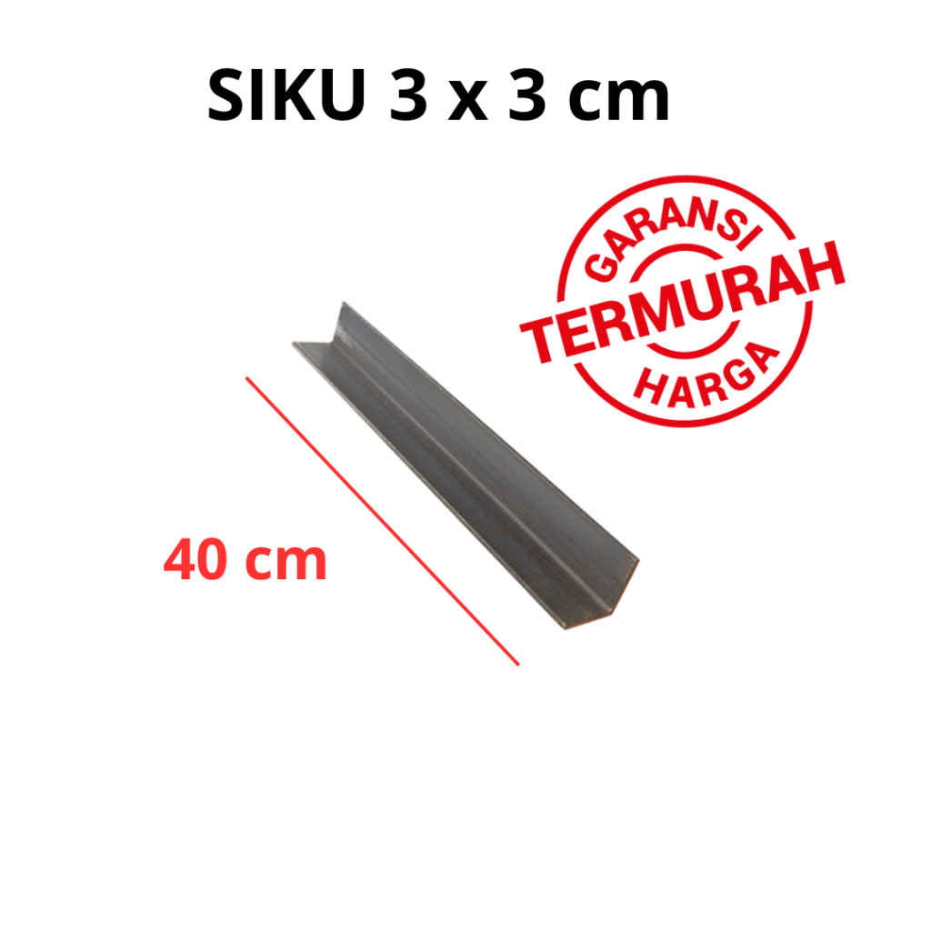 lASBOSS-30X30X3MM -40CM Besi Siku Tanpa Lubang Multifungsi Tebal 3.0 MM Dengan Panjang 40 CM