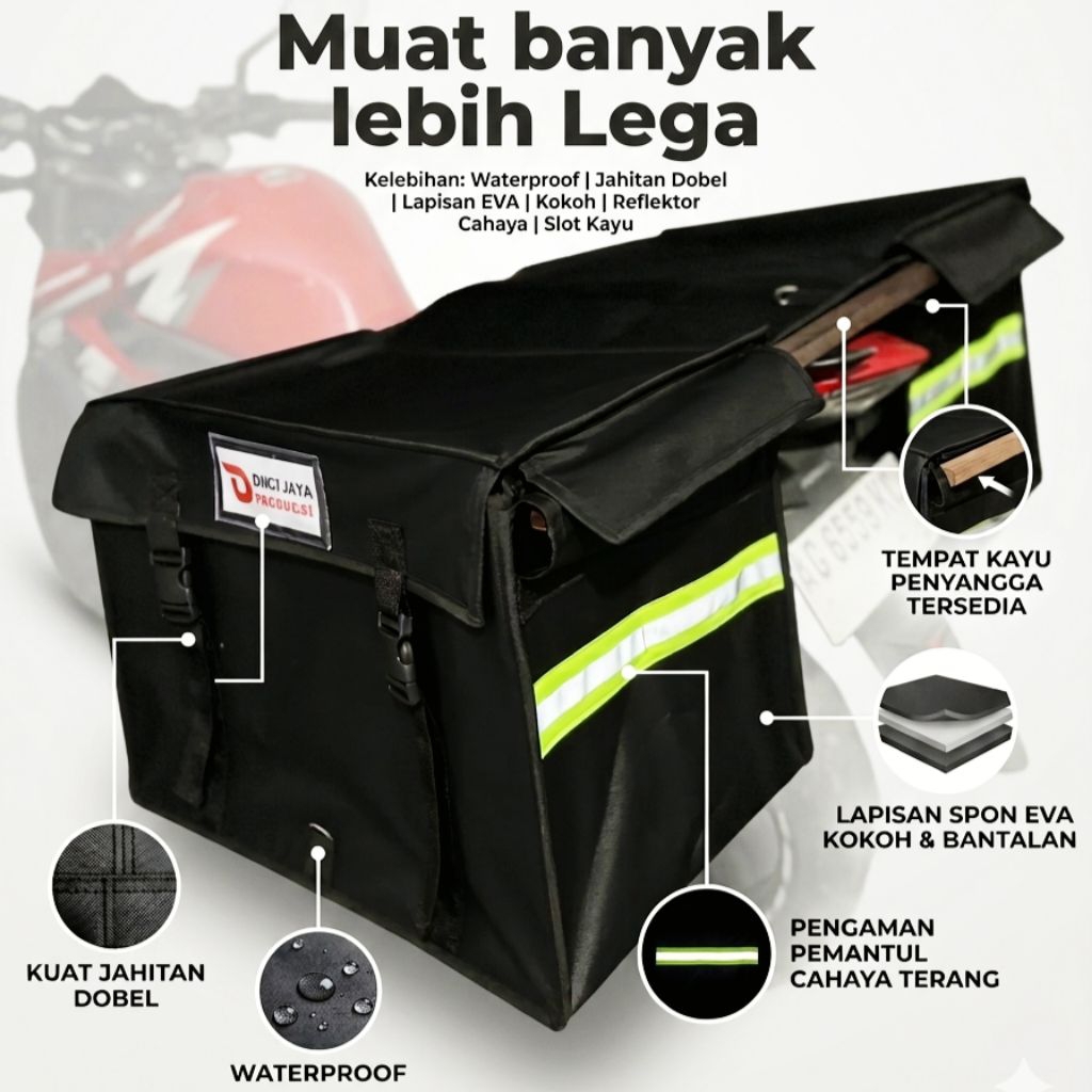 TAS OBROK MOTOR SRANDUL KURIR BESAR SUPER JUMBO TAHAN AIR KUAT KOKOH