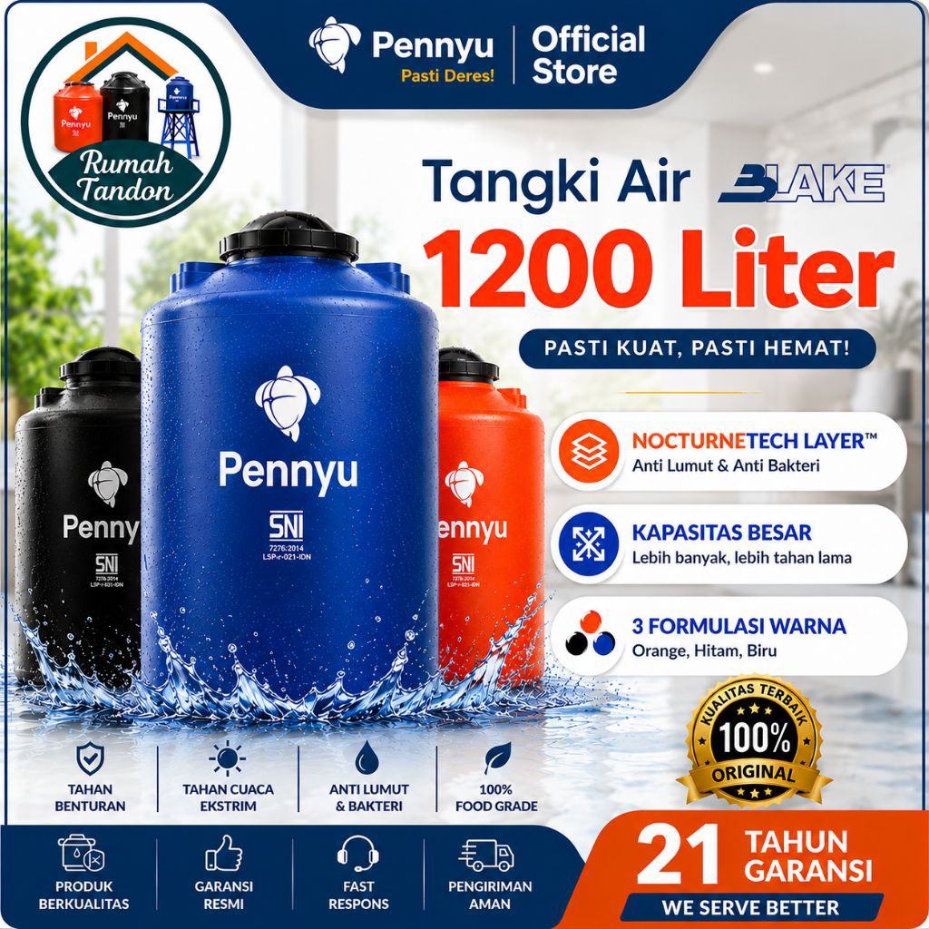 Tandon/Toren/Tangki Air PENNYU BLAKE Kapasitas 1200 Liter