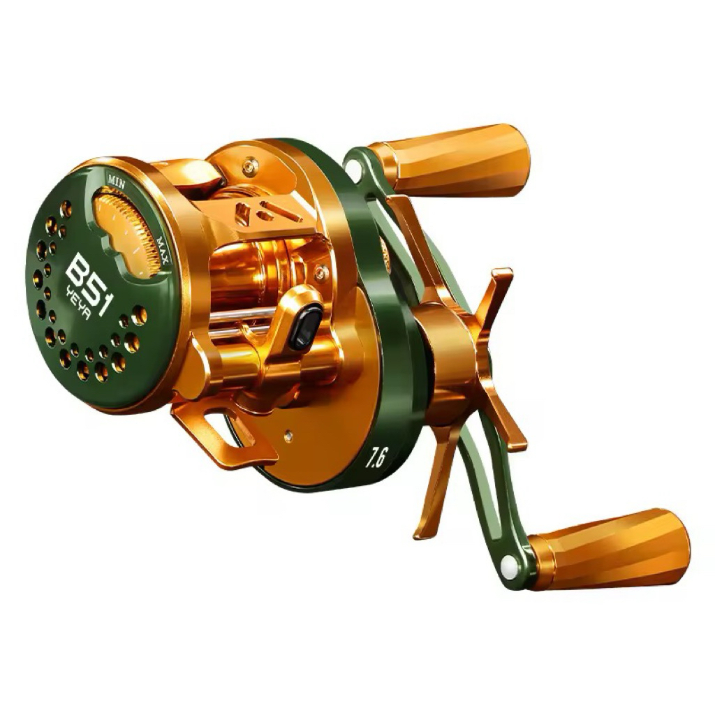 WEIHE reel pancing mini aloi aluminium, reel pancing trolling logam penuh 156g, rasio gir 7.6:1, gul