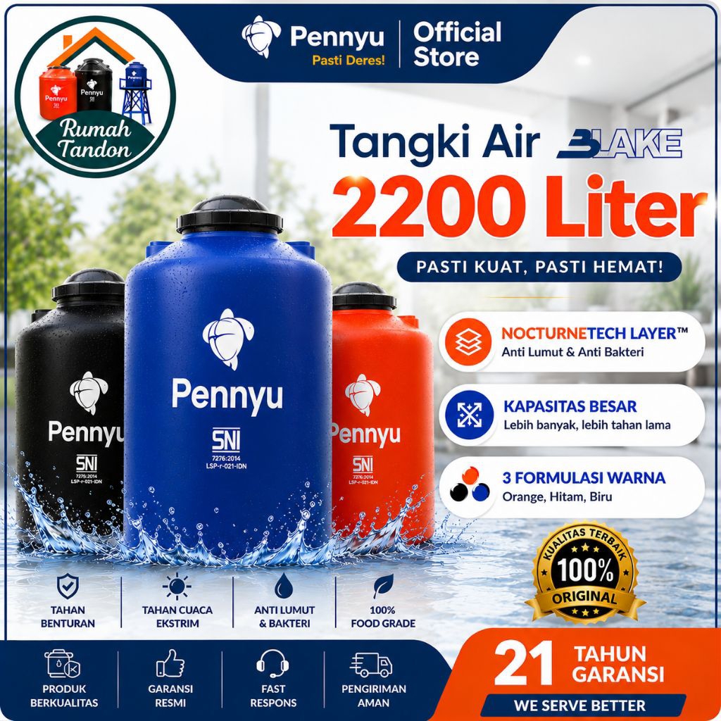 Tandon/Toren/Tangki Air PENNYU BLAKE Kapasitas 2200 Liter