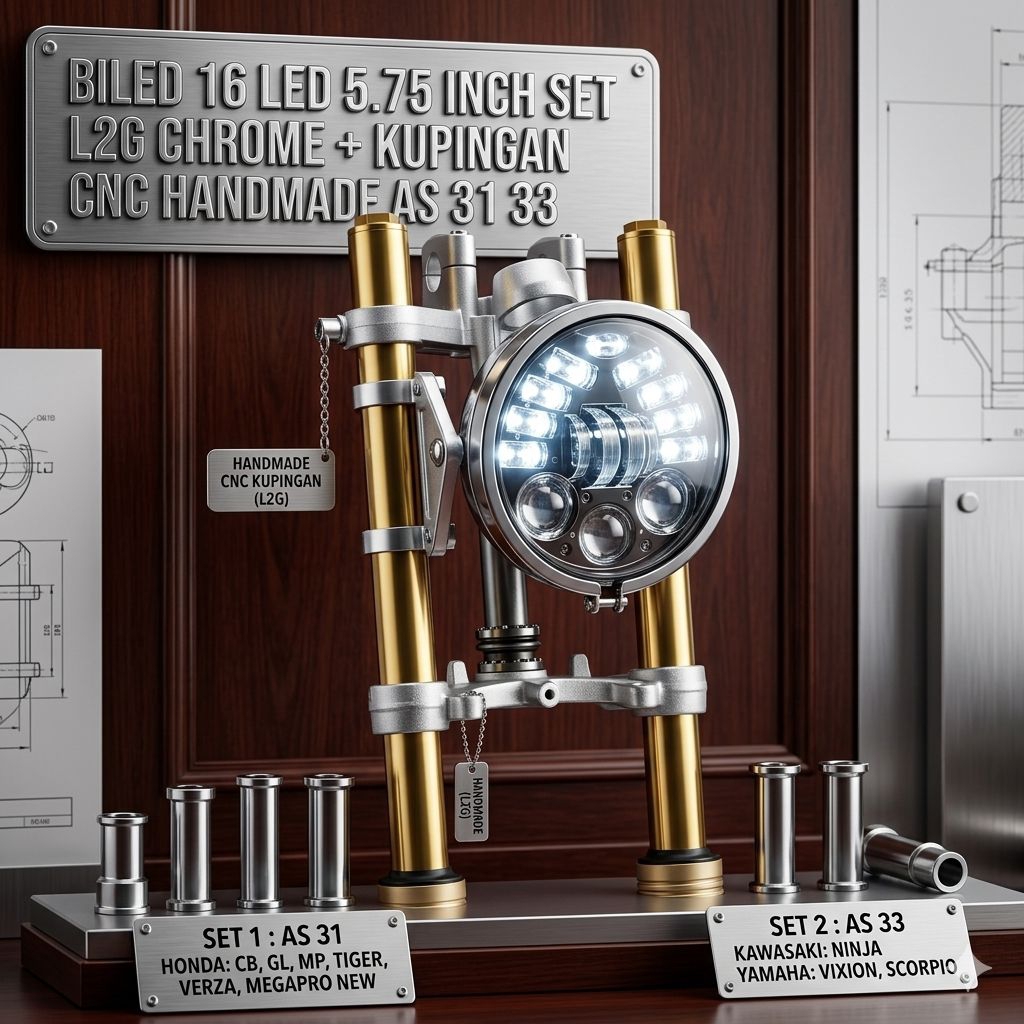 DAYMAKER 5.75 INCH SET BATOK L2G CHROME PLUS KUPINGAN LAMPU CNC AS 31 33 HANDMADE LAMPU DEPAN DAYMAK