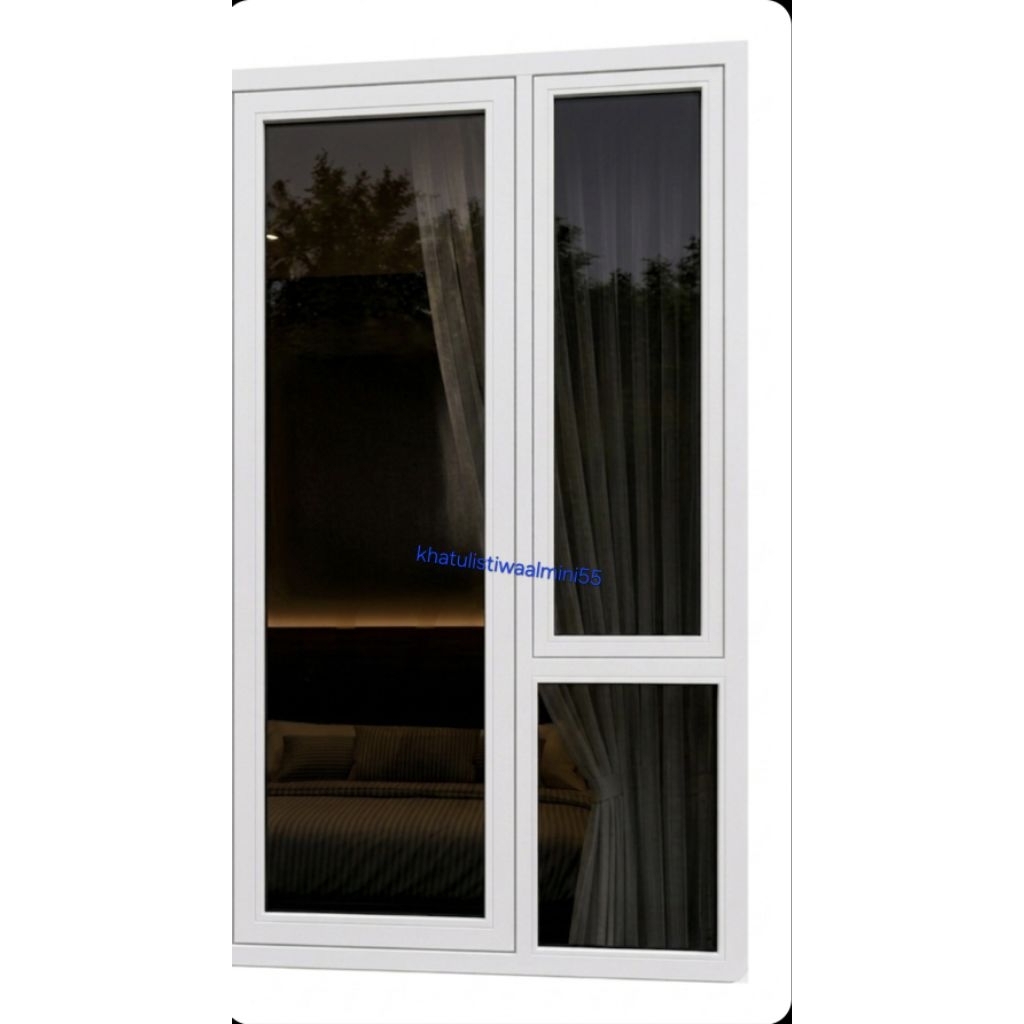 cendela aluminium 2 cendela hidup + kaca mati