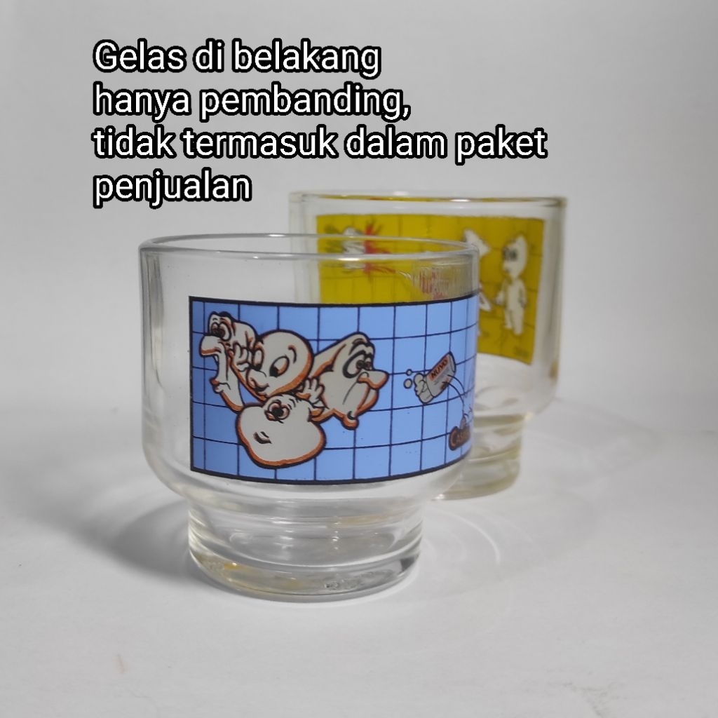 Gelas Hadiah Reklame Jadul Nuvo Casper Biru Mini