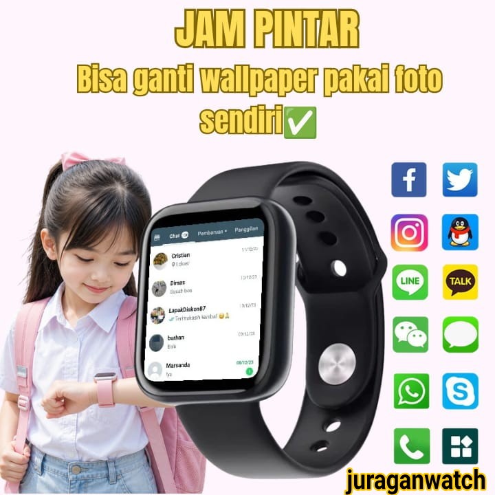 Jam Tangan Pintar Hp Anak Android Smartwatch Y68 Notif Panggilan Pesan Whatsapp Wa telephone Pelacak