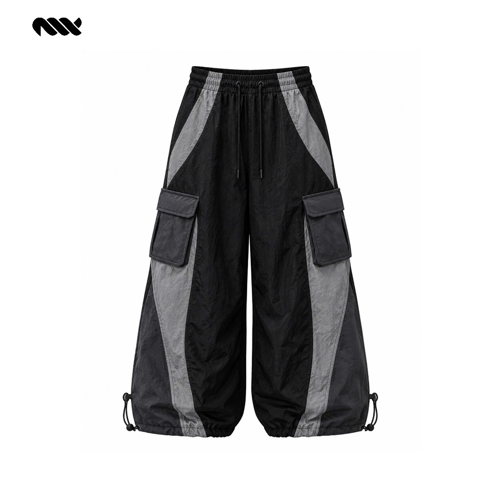 Nanumaka - Baggy parachute Pants Long Hunt-two Cargo Unisex - Baggy pants kalcer - Skenna Y2K