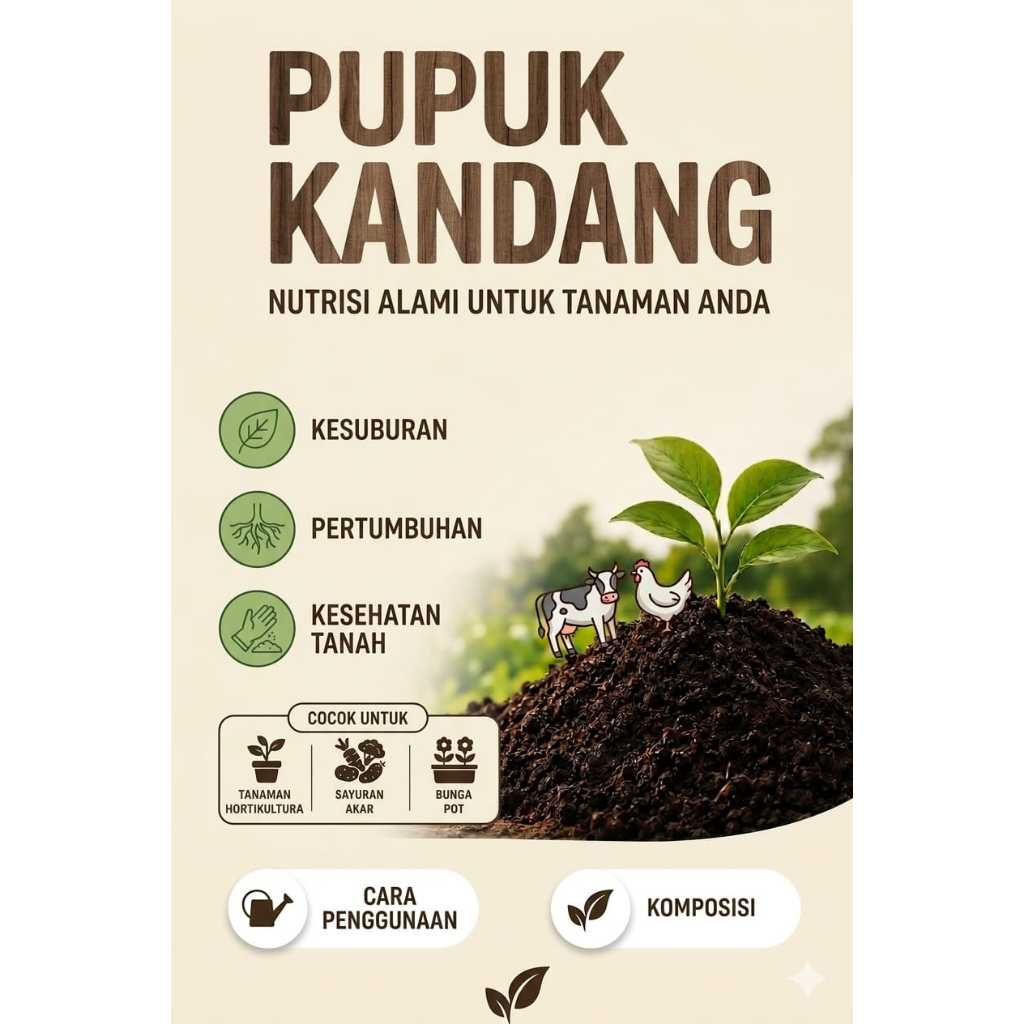 Pupuk Organik Kohe Sapi (1kg) Kotoran Sapi Murni, Sudah Fermentasi
