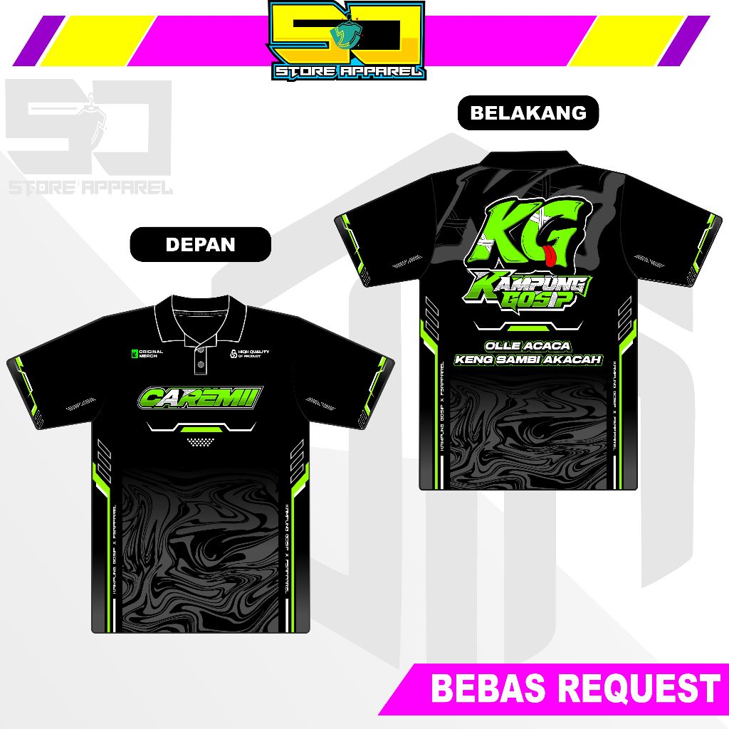 Jersey Karnaval Nama TEAM / Komunitas Bahan Embos Topo