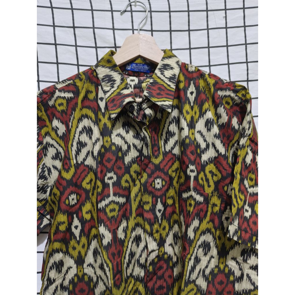 Kemeja Batik Pria Lengan pendek Size L || Kencana Ungu