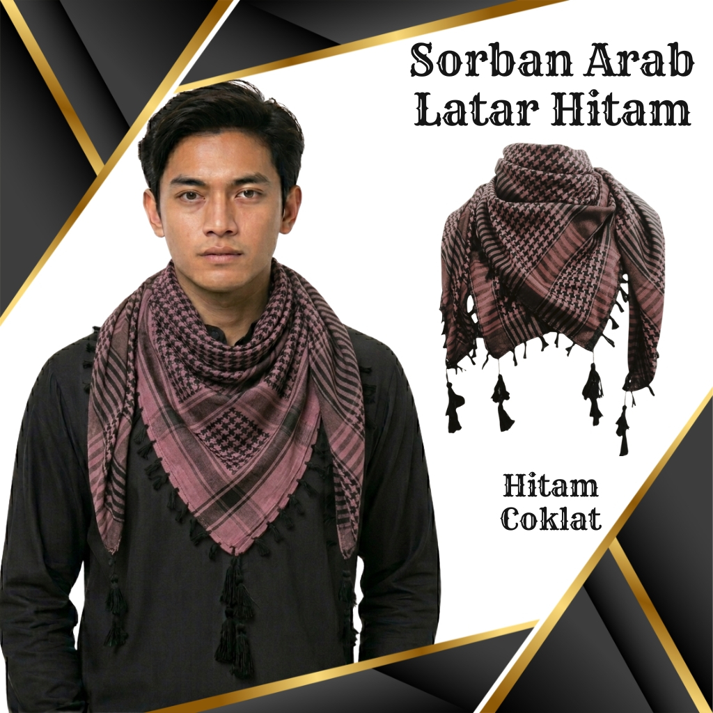 Sorban Pria Segiempat Halus Surban Arab Rumbai Haji & Santri