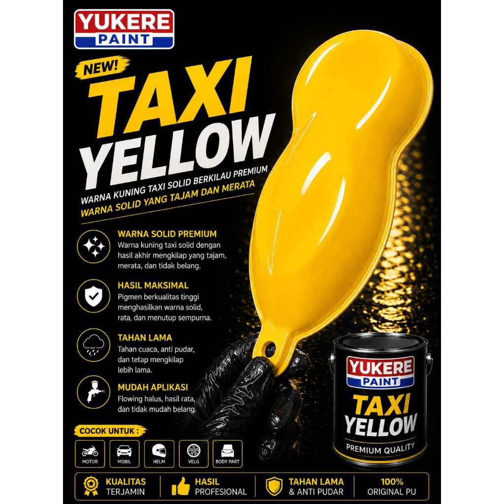 cat kuning taxi yellow bahan pu/kuning taxy pu 500ml
