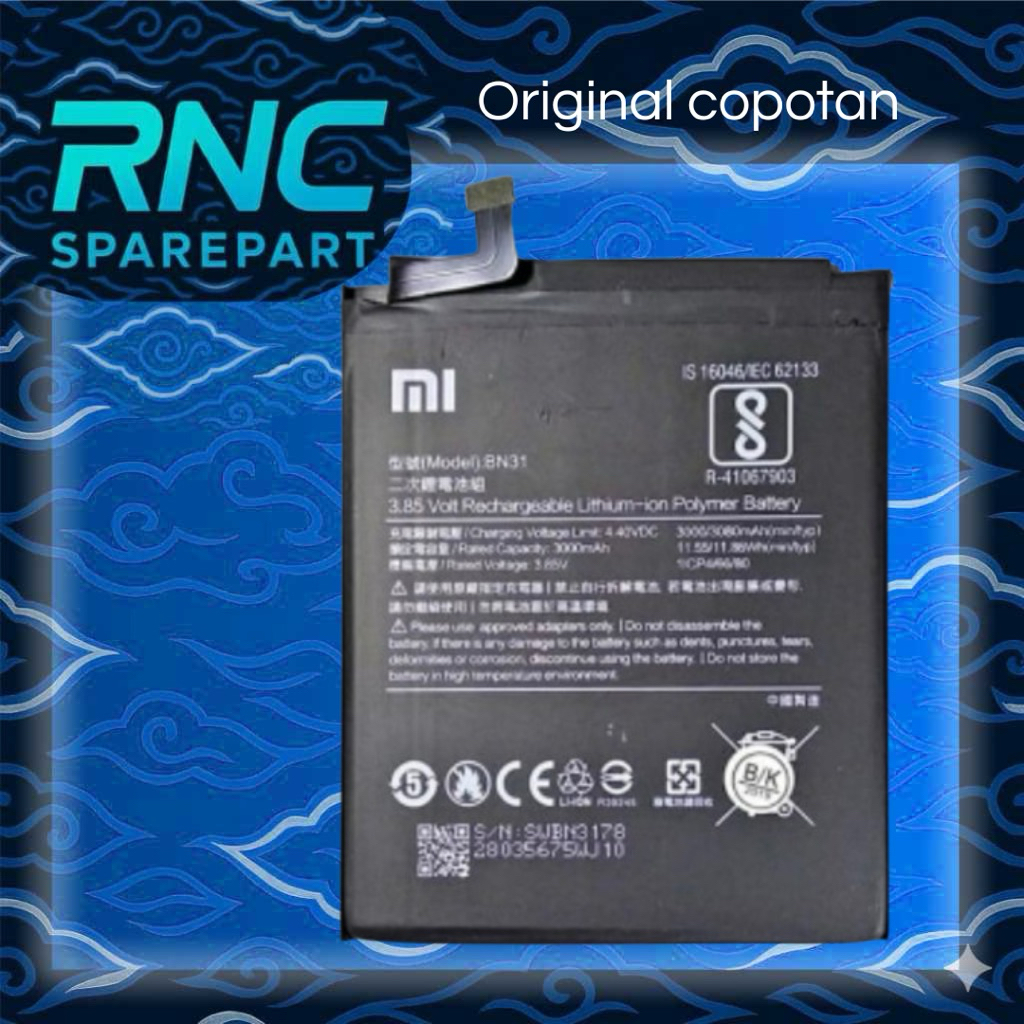 Baterai Batre Battery untuk Redmi Note 5A Mi5X Mi A1 BN31 Original Copotan.