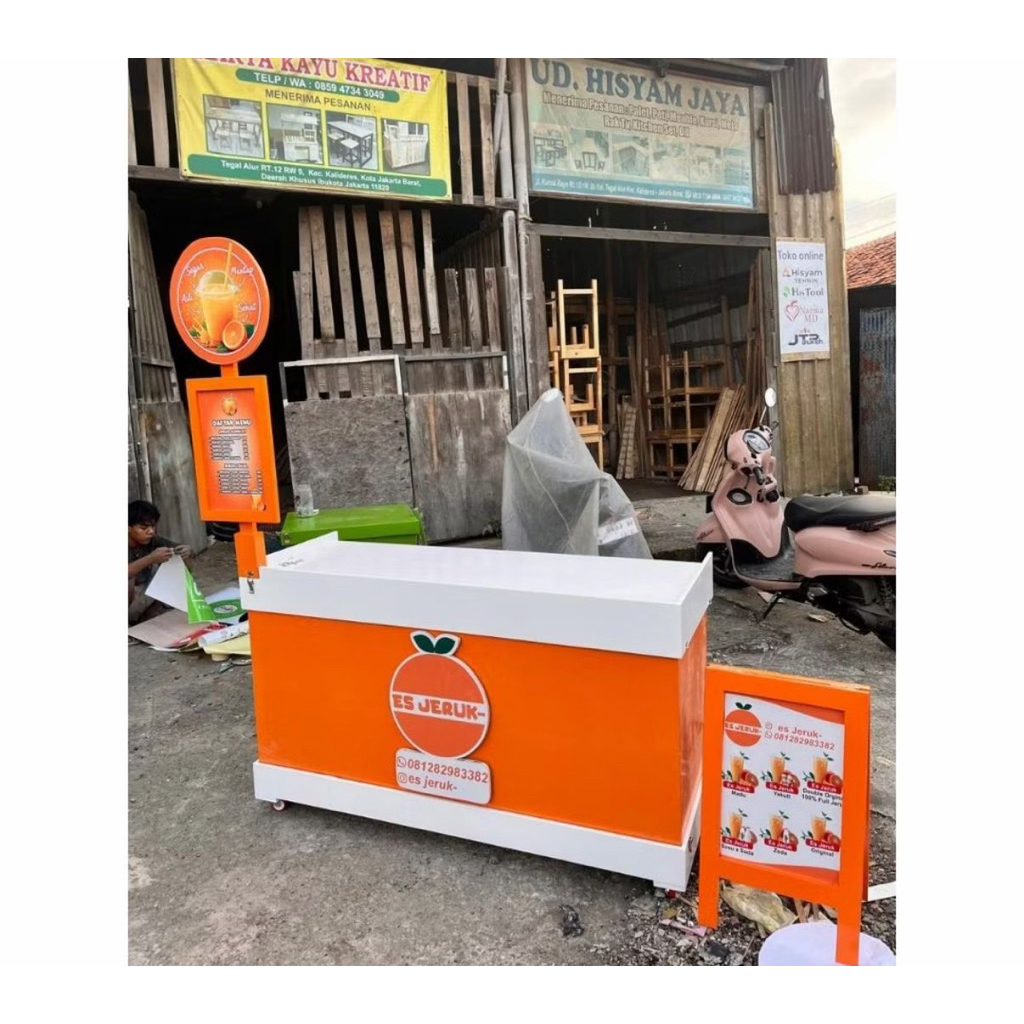 booth portable untuk jualan es jeruk, booth portable es jeruk , booth lipat untuk jualan dibazar