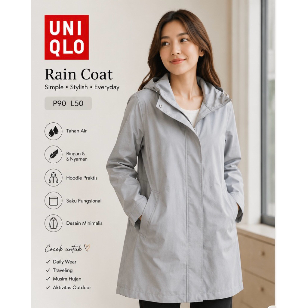 UNIQLO Rain Coat (Preloved) Water Resistant Wind Proof