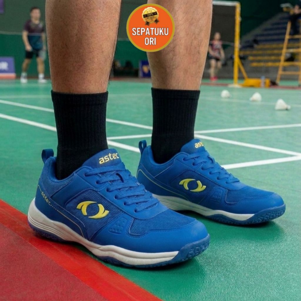 SEPATU PRIA ASTEC MALAKA BADMINTON BLUE NAVY YELLOW NEW ORI BNIB ASCFWM5FB4NV