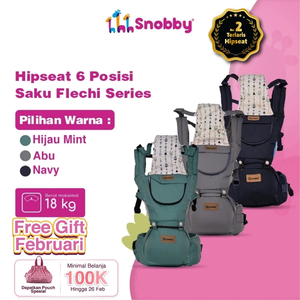 Snobby Gendongan Bayi Hipseat 6 Posisi + saku sirkulasi Flechi