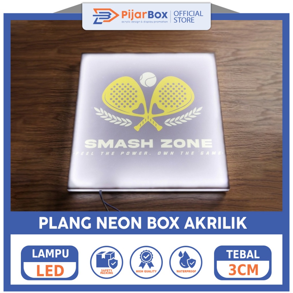 Plang Papan Akrilik Neon Box Slim LED Custom Iklan Toko Penanda Nama Jalan Nomor Rumah Cantik Mewah 