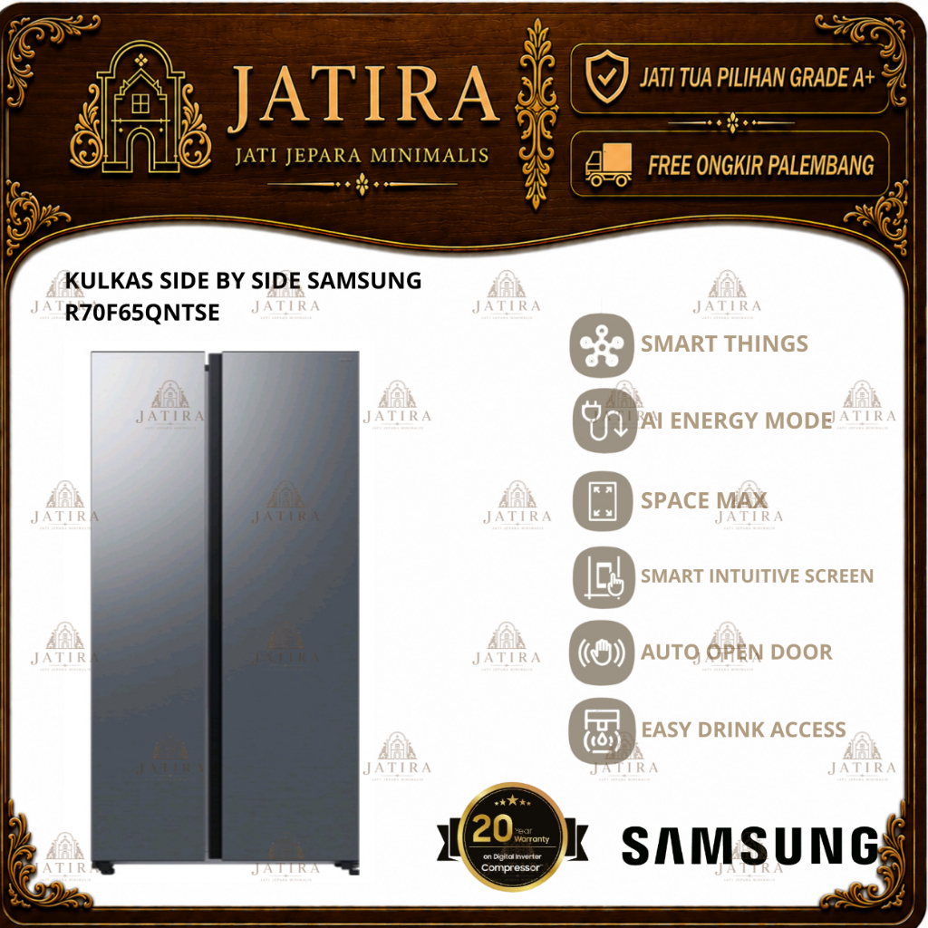 Kulkas Side by Side SAMSUNG RS70F65QNTSE | Kulkas Samsung 2 Pintu Murah Palembang | Elektronik Murah