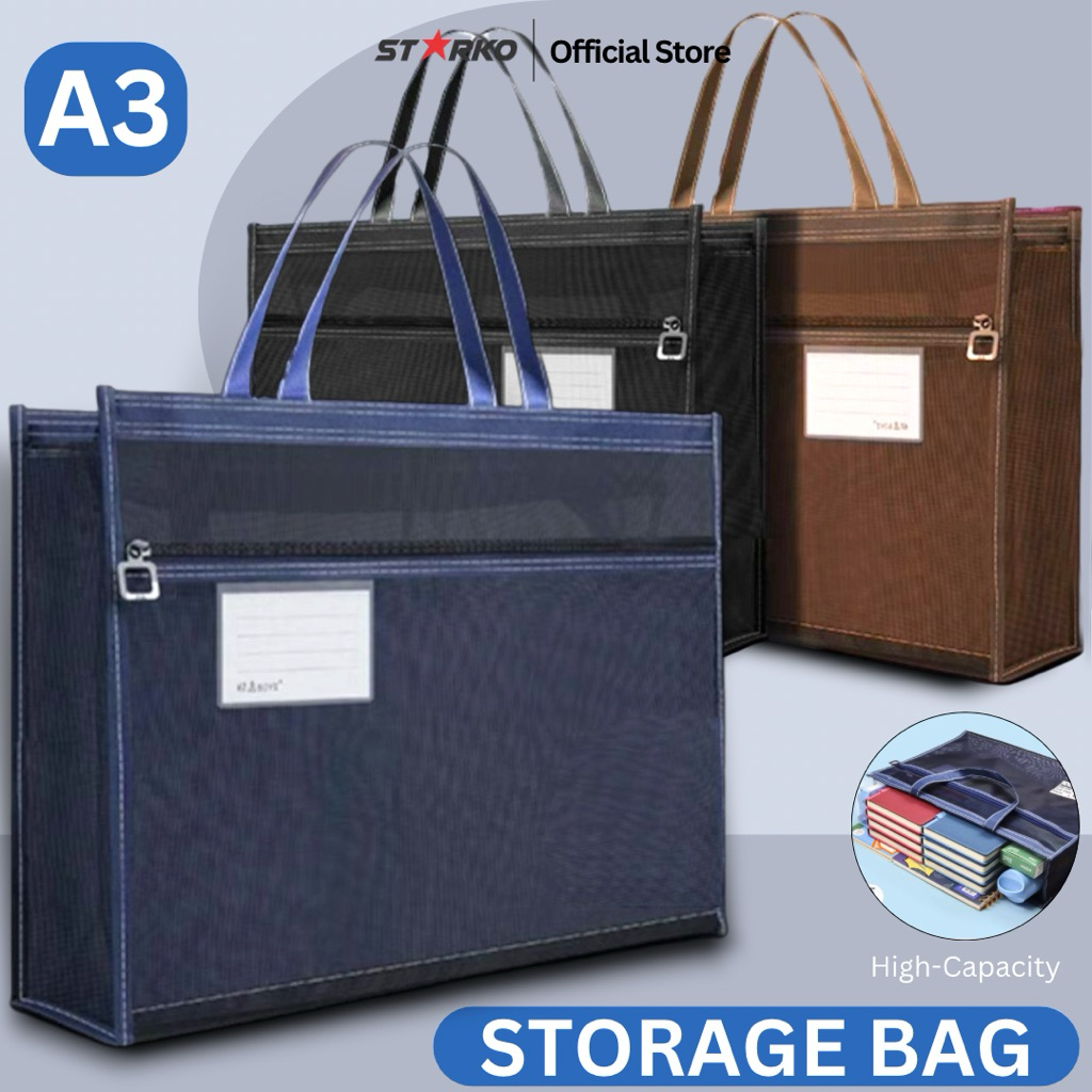 STARKO - Document Bag Tas Jinjing Dokumen Jaring A3 Tote Bag Map Buku File Folder