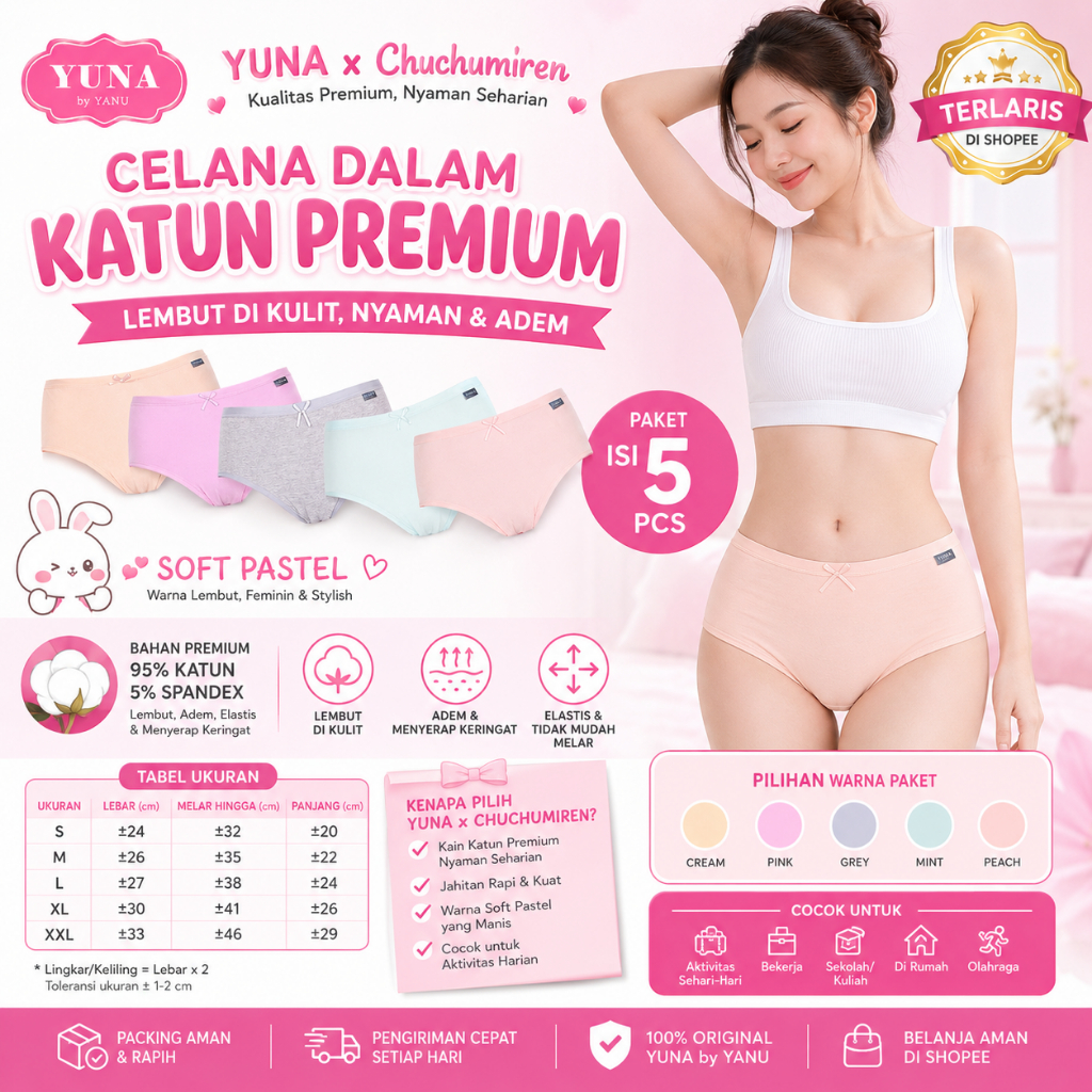 YUNA | Paket Isi 5 CD Katun Premium YUNA x Chuchumiren ABC