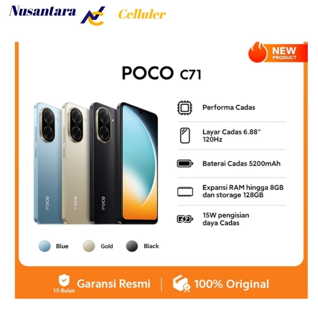 HP XIAOMI POCO C71 RAM 4+4 GB ROM 128 GB[POCO C71 4/128 GB] Garansi Resmi