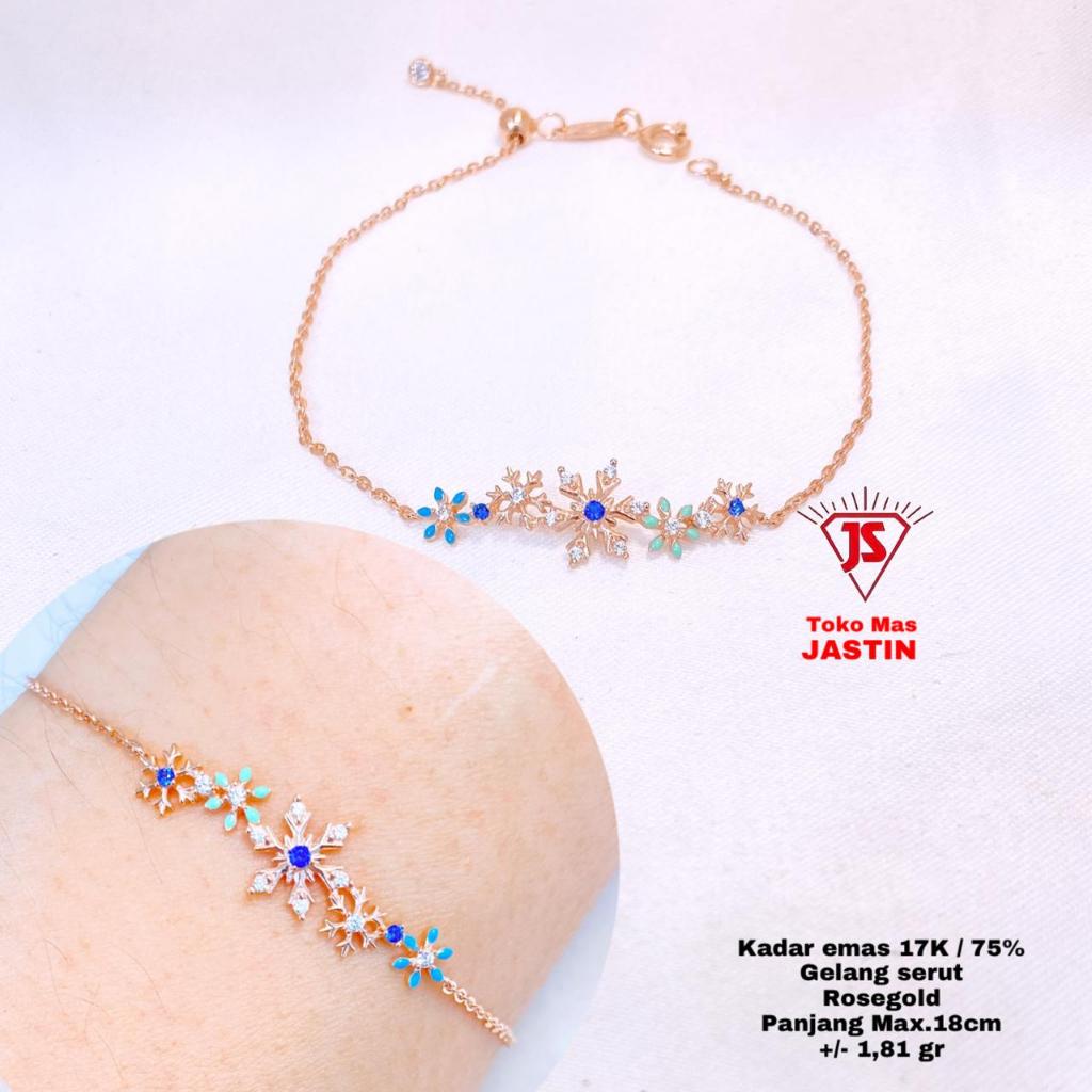 gelang serut new fashion rosegold emas kadar 17k/750